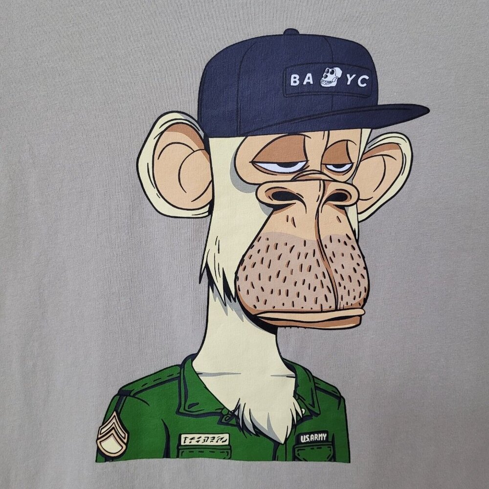 BAYC x No Boundaries Tshirt Mens M(38-40) Oversized Tan‎ Bored Ape Yacht Club
